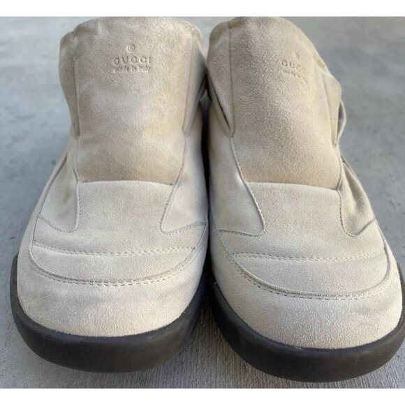 Gucci Beige Brown Suede Horsebit Slip Ons Men's Sz 8 US Shoes Made in Italy - Picture 2 of 15